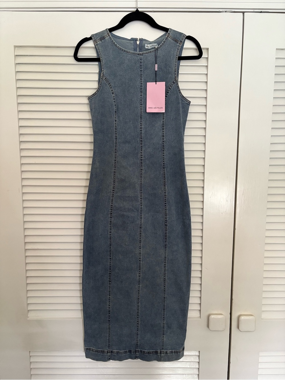 NWT Avec Les Filles Seamed Denim Maxi Column Dress (Women’s Size 4)
